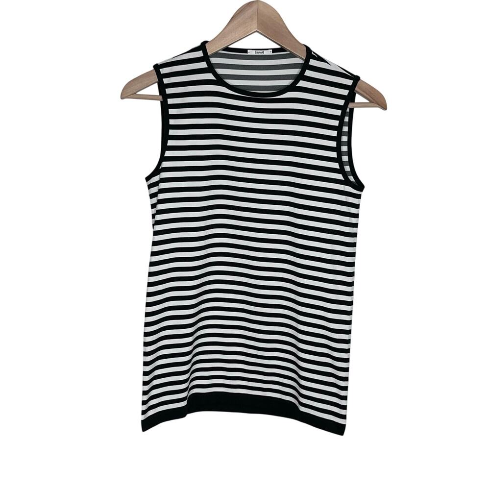 Wolford Striped Sleeveless Tank Top Medium Black White Stretch Designer